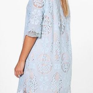 White lace Shift dress with a nude underlay